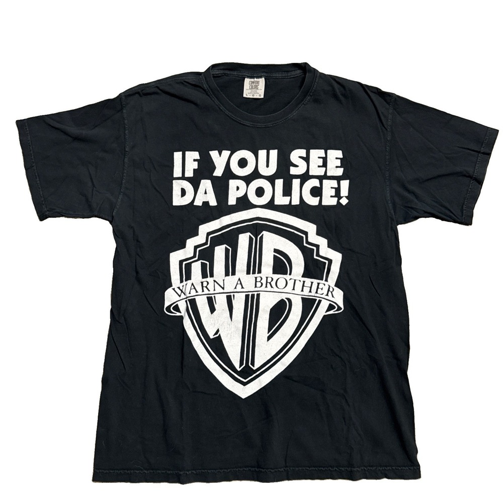 Vintage Y2K Warner Bros If You See Da Police Warn a Brother T-Shirt Size L